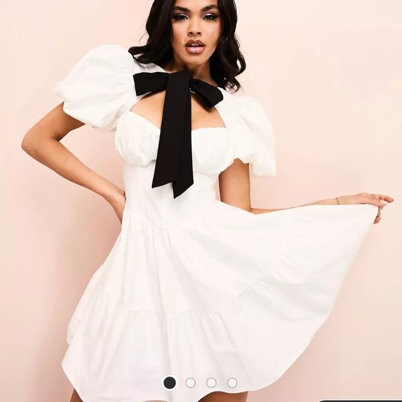 NWT ASOS Luxe cotton corset mini dress with bow - Picture 1 of 5